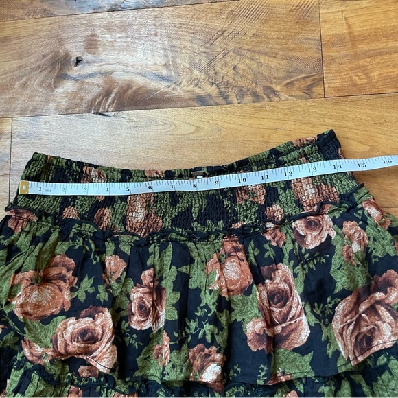 Free People Sawyer Floral Tiered Maxi Skirt - Black, Orange, & Green size Small - Picture 10 of 12